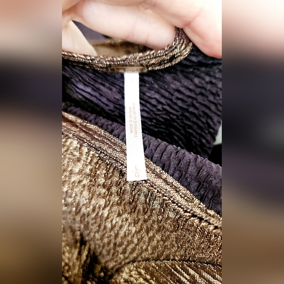 FREE PEOPLE BODYCON BROWN BRONZE SHIMMER METALLIC COCKTAIL MINI DRESS SIZE L - Picture 6 of 11